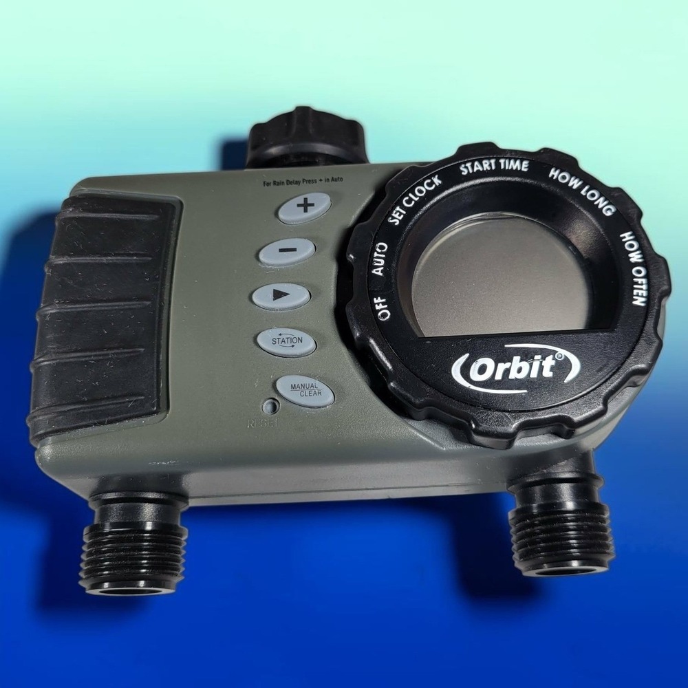 Orbit 24713 2-Port Digital Hose Faucet Timer Sprinkler Irrigation Outlets TESTED